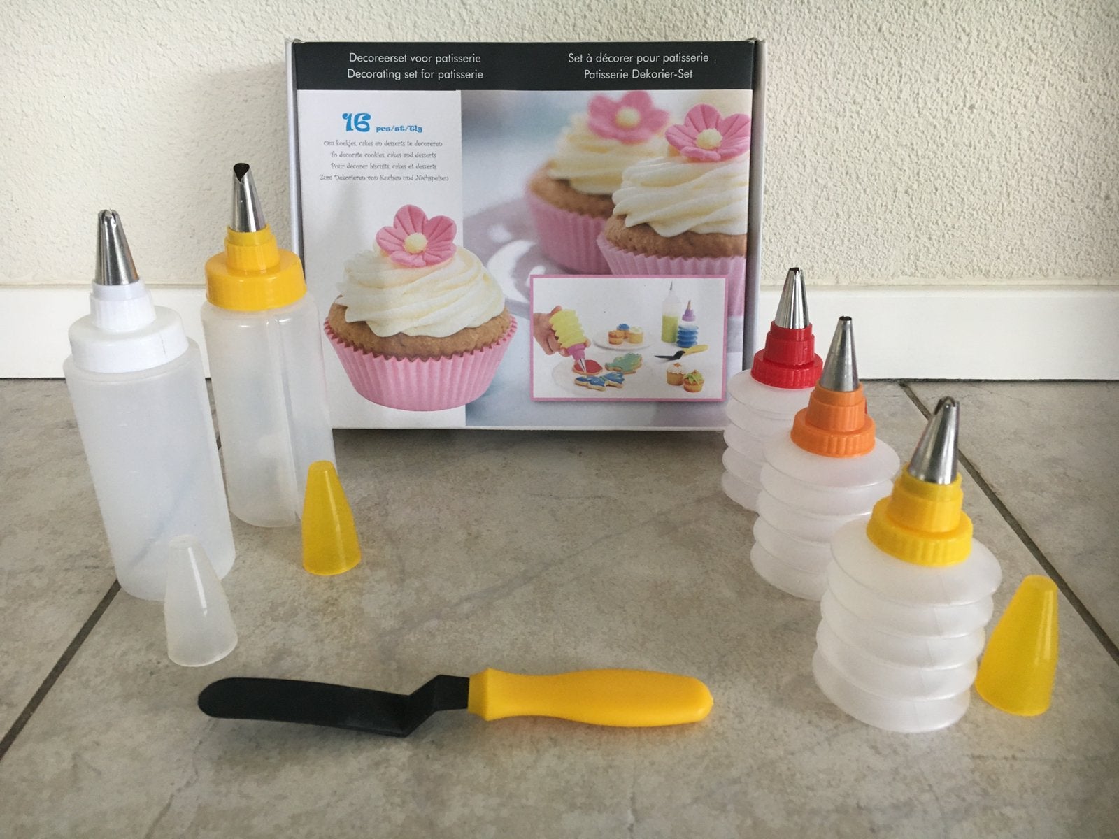 taart/cupcake/gebak decoratieset patiserie set 16 delig Nw, Overige typen, Ophalen of Verzenden, Nieuw, Kunststof