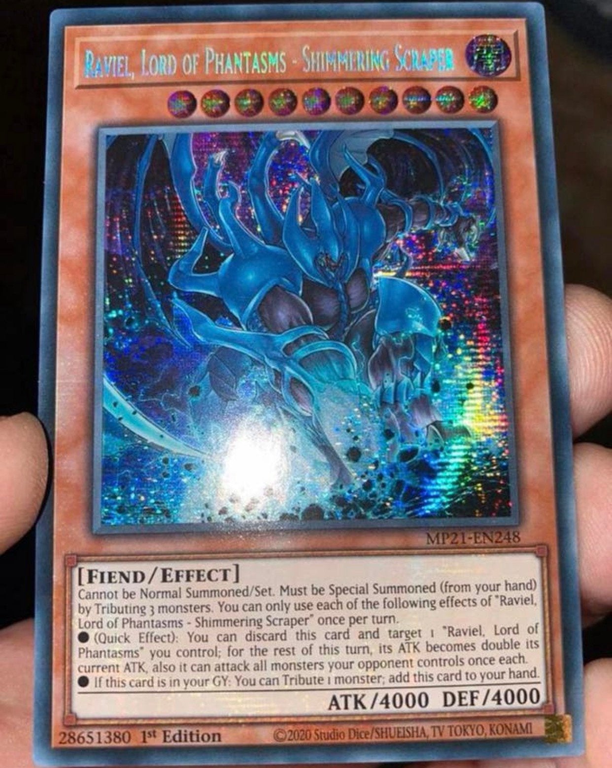 Yu-Gi-Oh! Raviel, Lord of Phantasms - Shimmering Scraper !, Ophalen of Verzenden, Zo goed als nieuw, Losse kaart, Foil