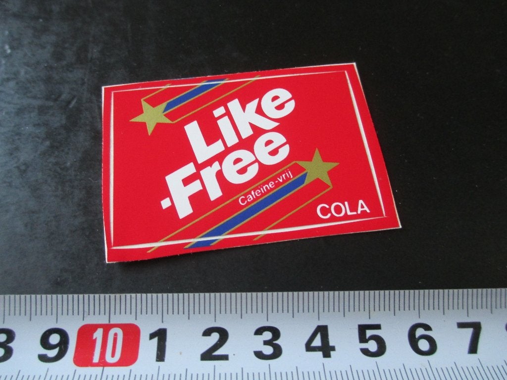 sticker frisdrank cola LIKE-FREE cafeïne vrij, Verzamelen, Ophalen, Zo goed als nieuw