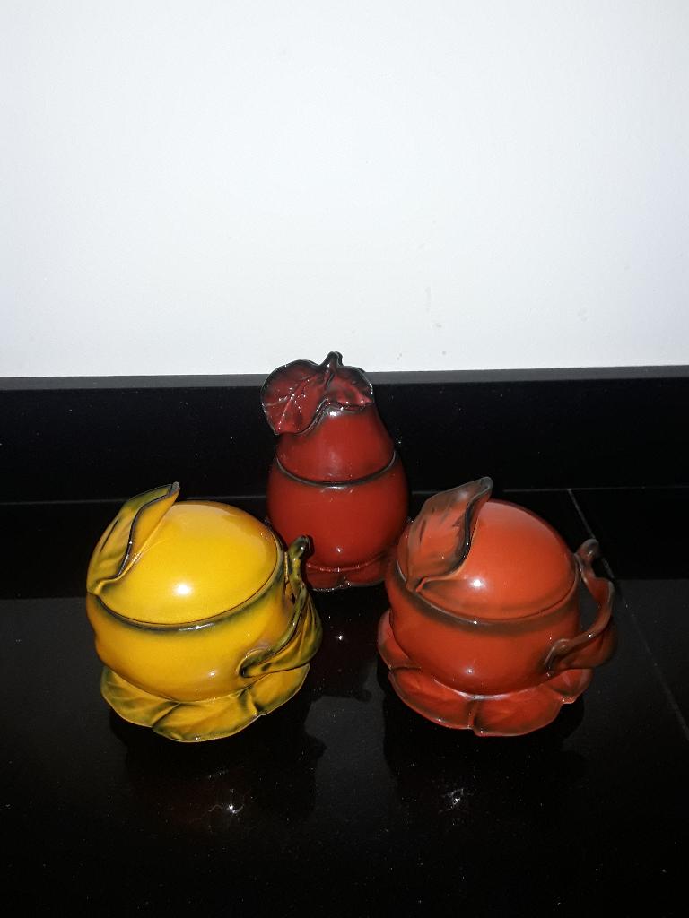 3 Goebel vintage fruitmodel confiturepotten, Verzenden, Zo goed als nieuw, Overige materialen, Overige typen