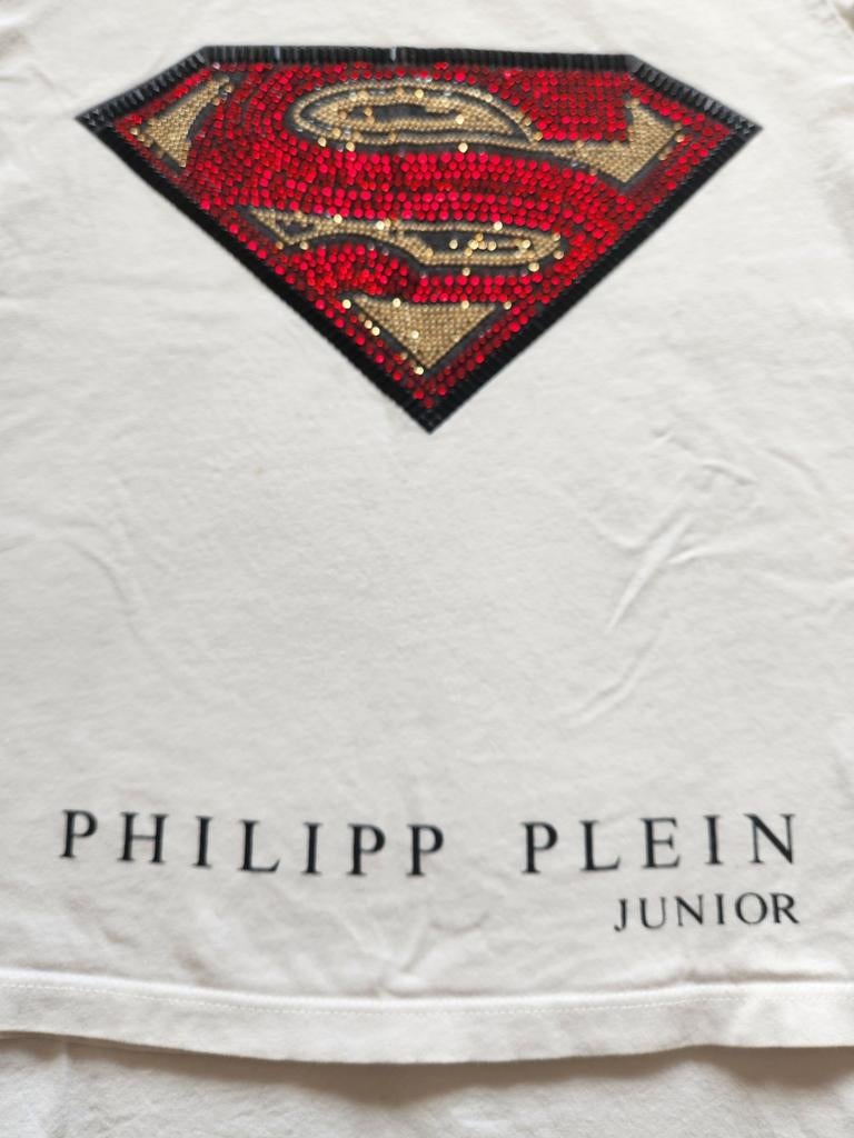 Philipp Plein Junior T-shirt Superman strass - 12 jaar, Ophalen of Verzenden, Zo goed als nieuw, Philipp Plein Junior, Jongen
