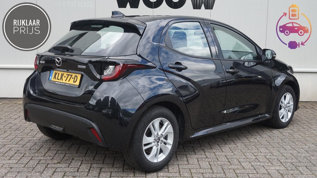 Mazda 2 Hybrid 1.5 Apple Carplay/Android Auto | Rijklaarprij, Auto's, Mazda, Gebruikt, 4 kWh, Zwart, 1490 cc