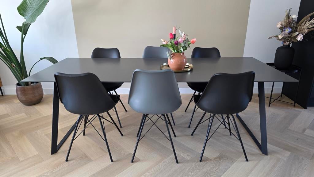 Kick Collection Metal Luuk eetkamerstoelen - 6 stuks, Huis en Inrichting, Ophalen, Gebruikt, Modern, Industrieel, Zwart