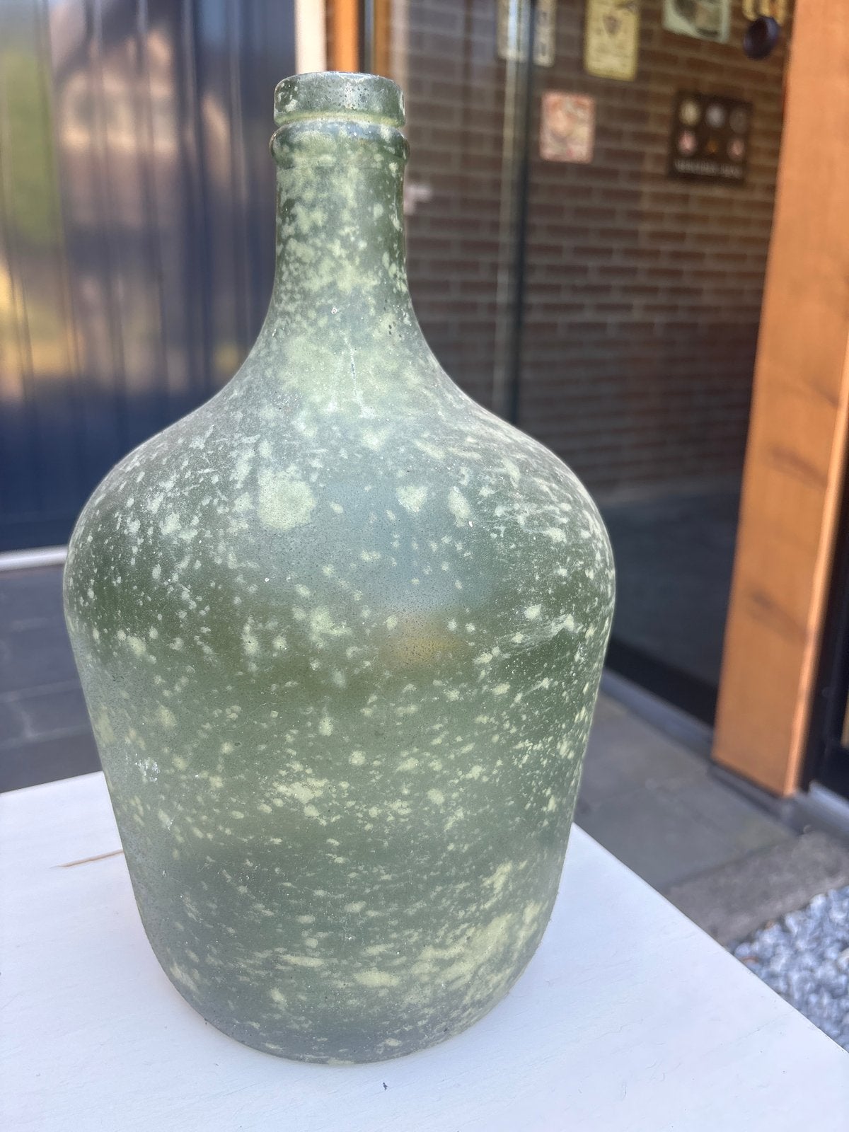Groene glazen fles - Decoratieve vaas, Ophalen, Zo goed als nieuw, Groen, Glas