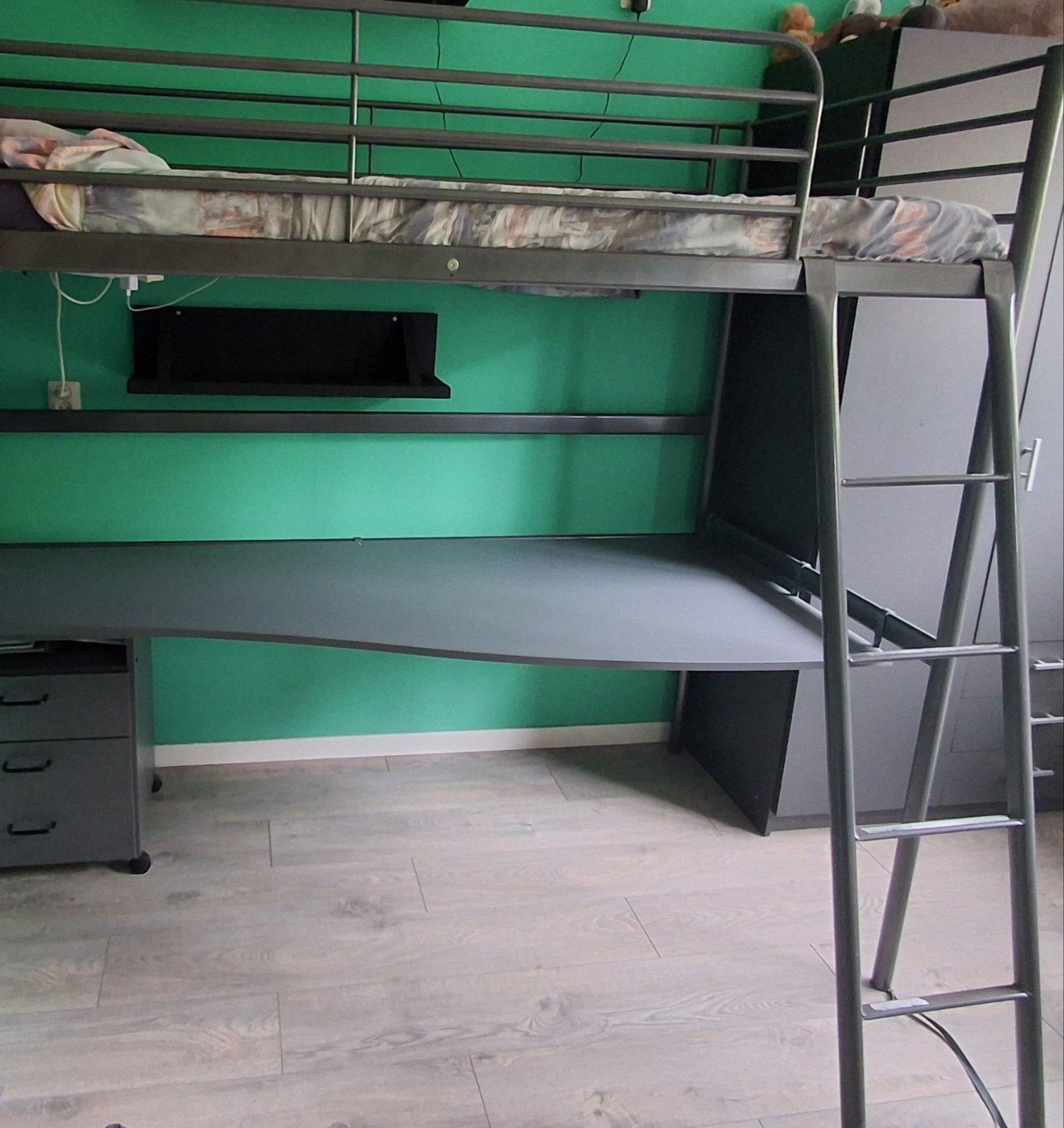 praktische hoogslaper met bureau, Ophalen, Gebruikt, Eenpersoons, 210 cm