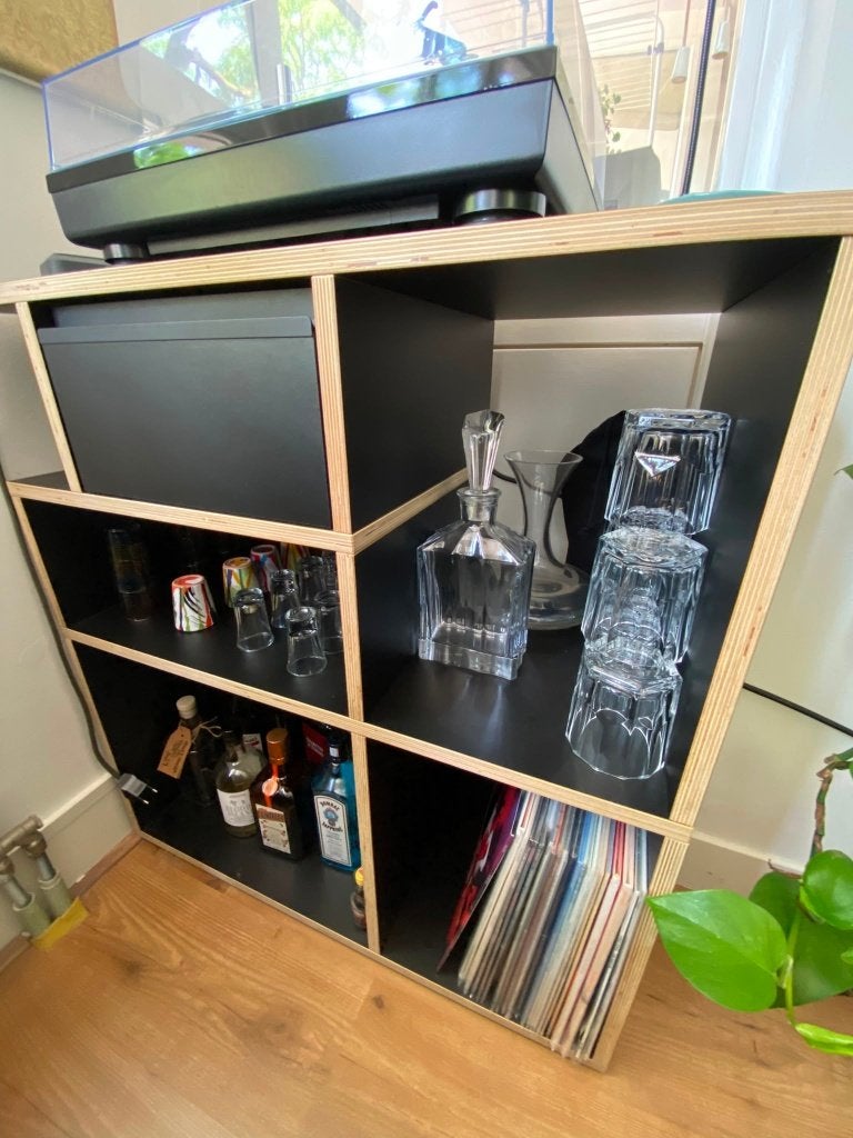 Black Sideboard with Drawer & Shelves, Ophalen, Overige materialen, 50 tot 100 cm, Zo goed als nieuw