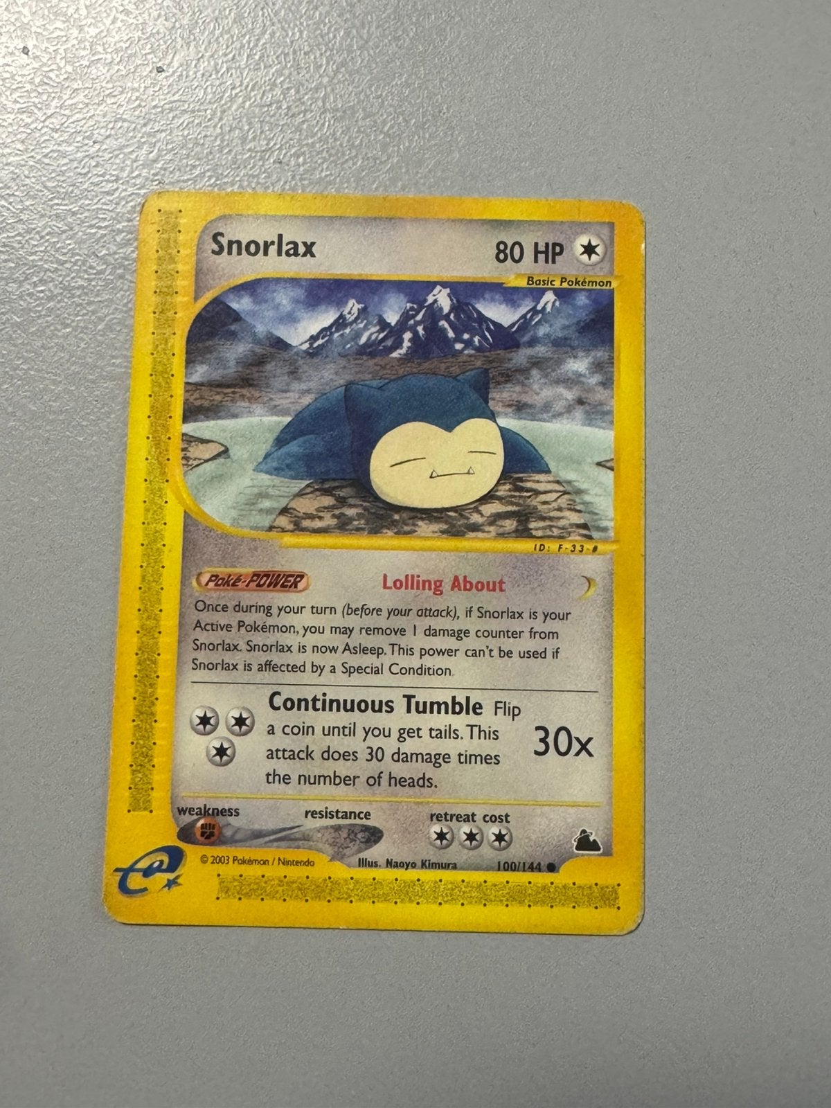 Pokémon Snorlax 100/144 – Skyridge 2003 e-Reader Vintage, Verzenden, Gebruikt, Losse kaart