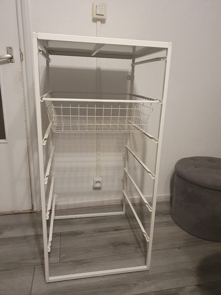Wit metalen rek met draadmand - IKEA JONAXEL, Ophalen, Zo goed als nieuw