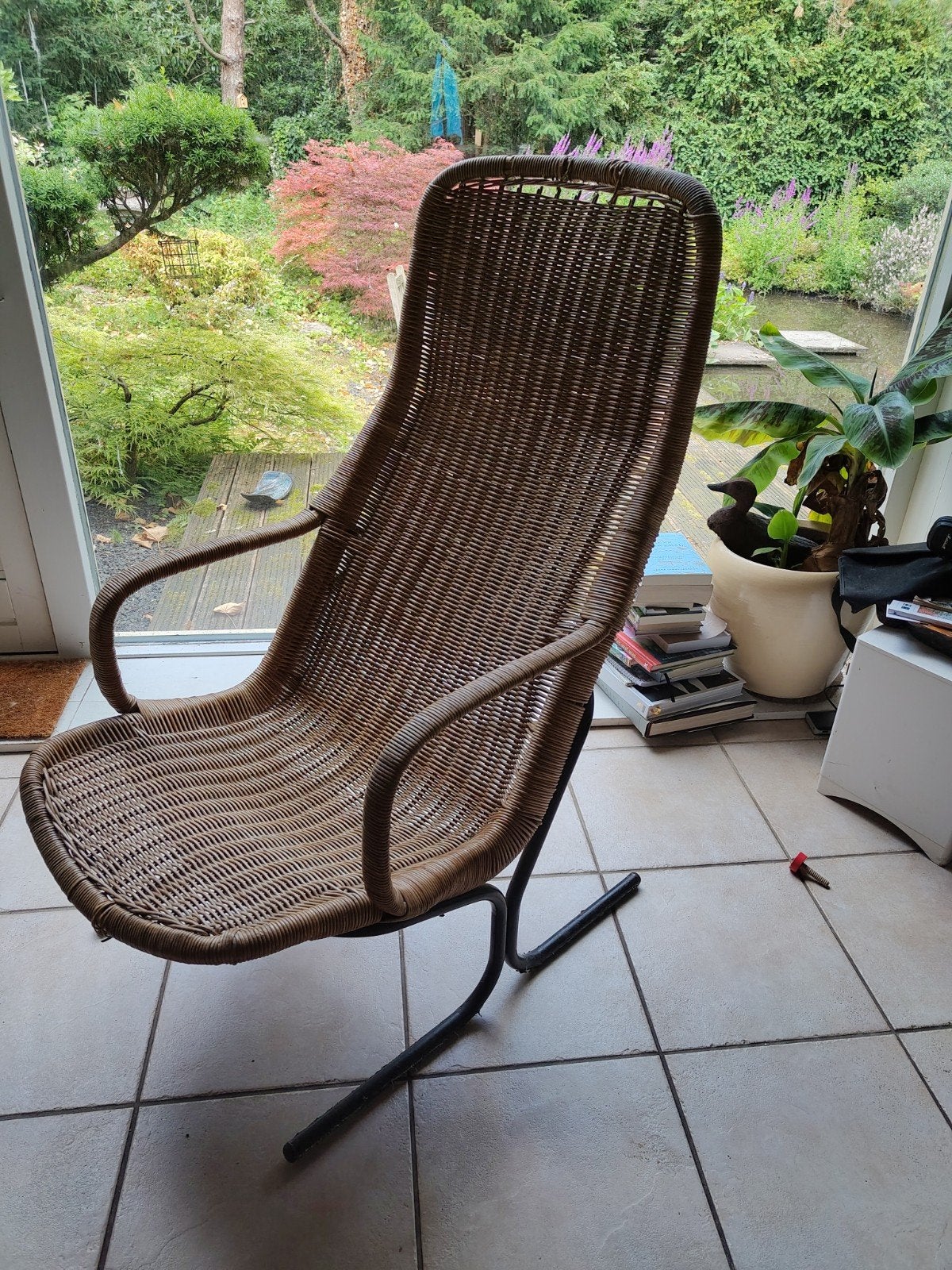 Design stoel rotan gebroeders jonkers Dirk van Sliedregt, Gebruikt, Bruin, Metaal, Eén
