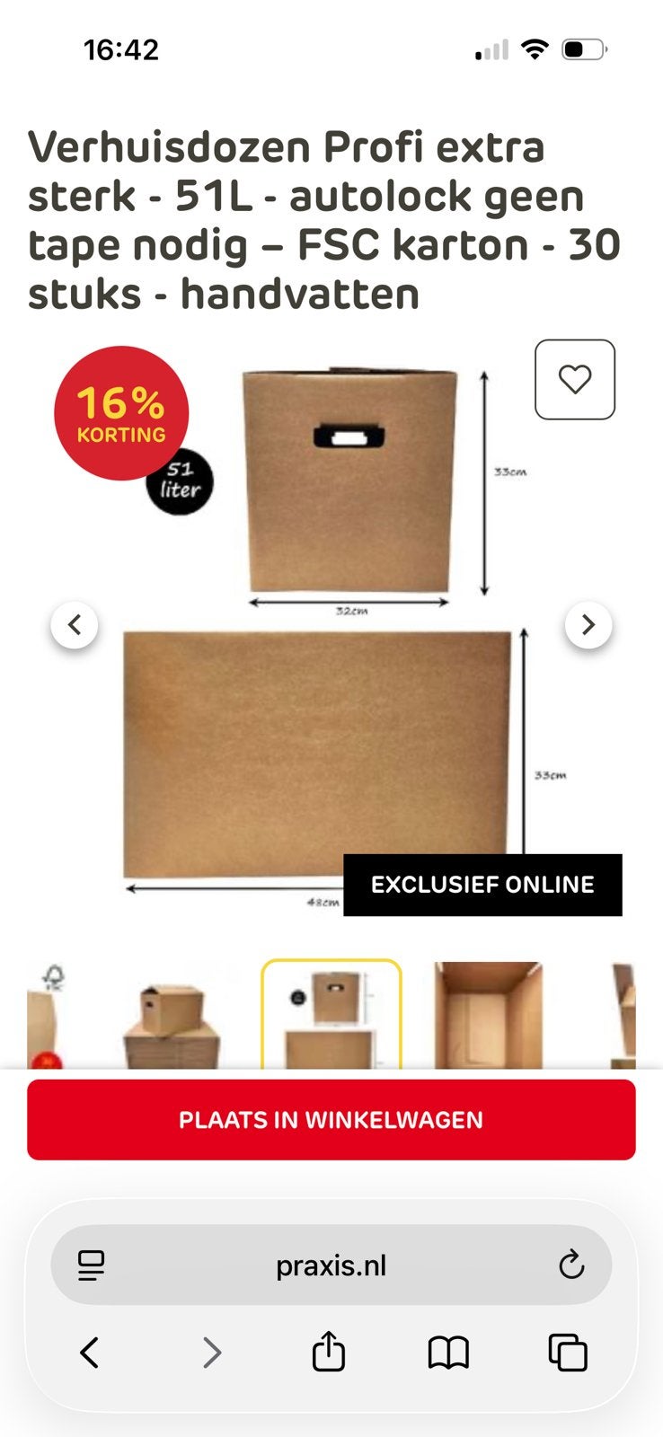 10 stevige verhuisdozen, Ophalen, Doos, 40 tot 60 cm, 50 tot 75 cm
