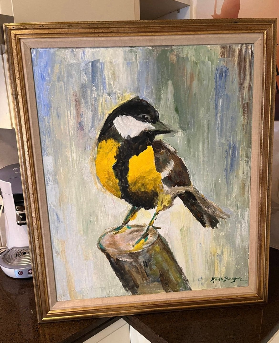 Groot olieverf portret van en vogel schilderij, Ophalen