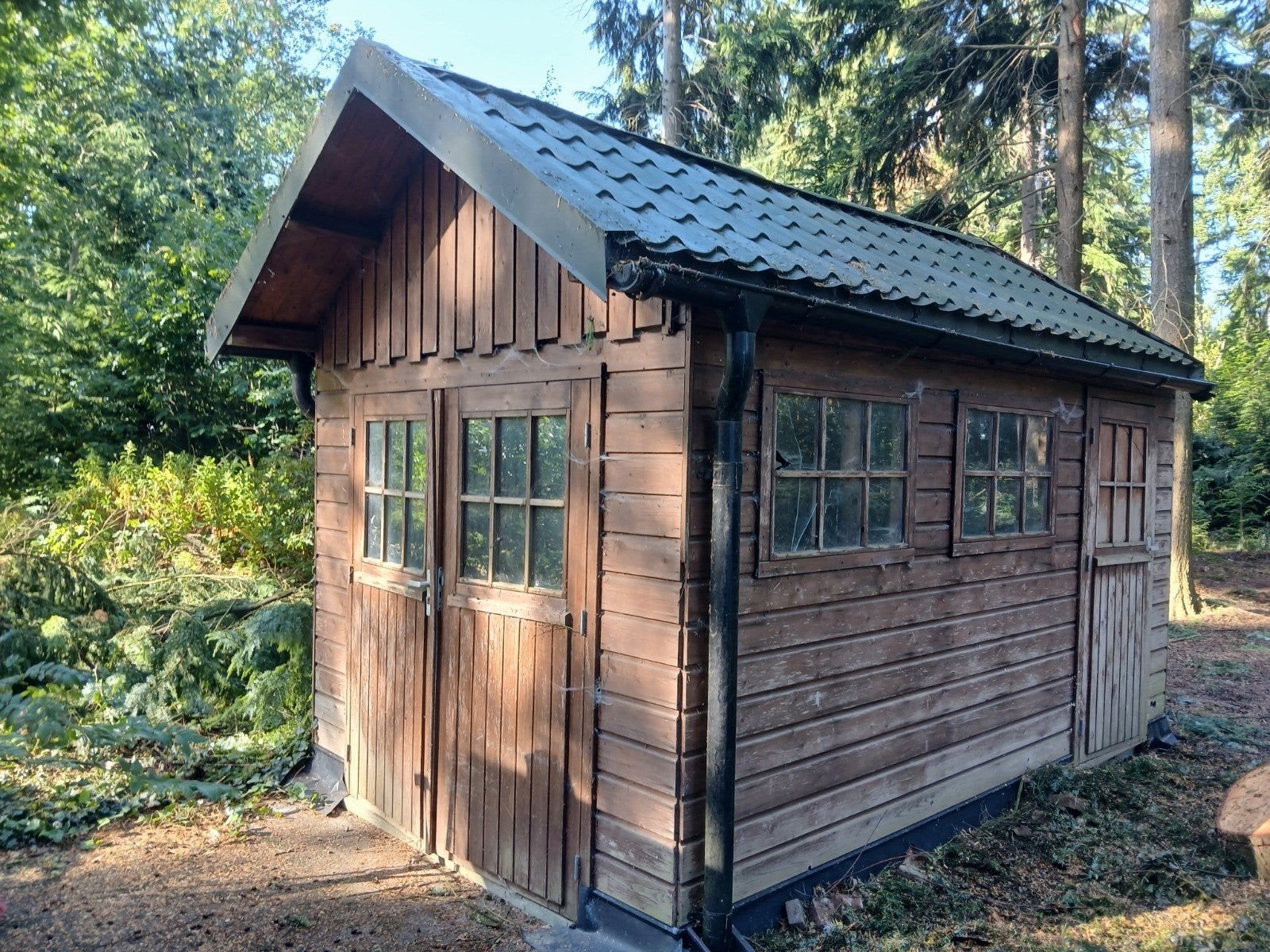 Tuinhuis schuur 4X2.5 M luifel, dubbele deur en ramen, Tuin en Terras, Tuinhuizen, Ophalen, 200 tot 400 cm, 3 ramen of meer, 250 tot 500 cm