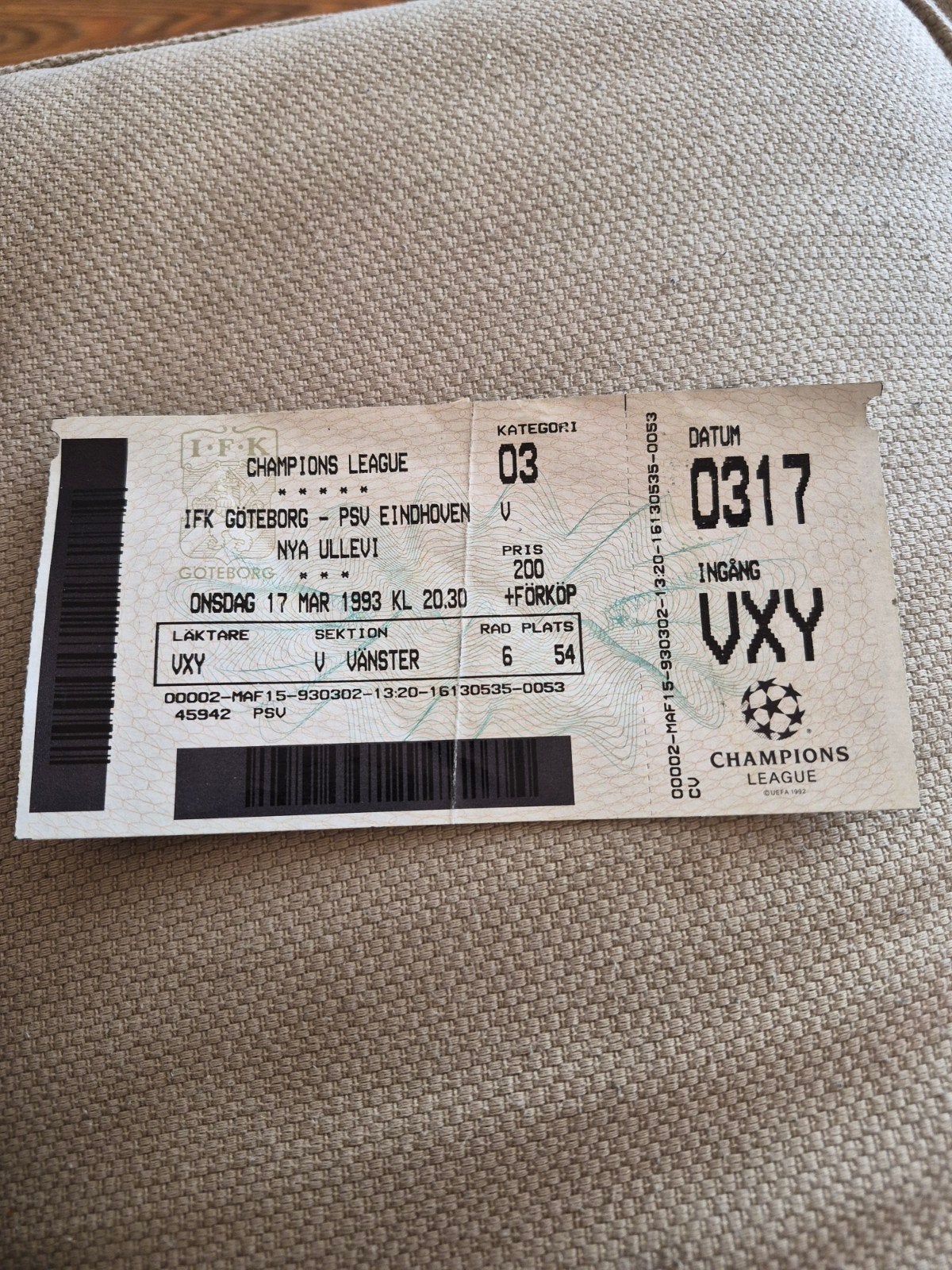 Ticket IFK Goteborg - PSV, Verzamelen, Sportartikelen en Voetbal, Ophalen of Verzenden, Gebruikt, PSV, Overige typen