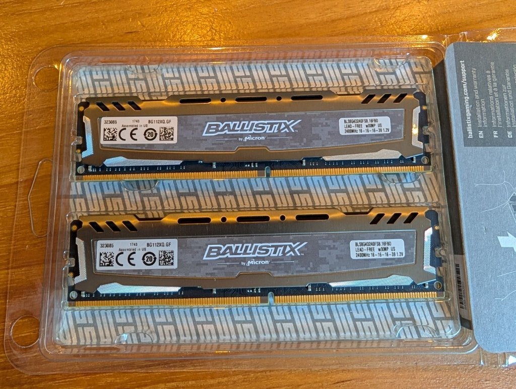 16gb Ballistix Sport 2400MHz DDR4 RAM geheugen Micron - ZGAN