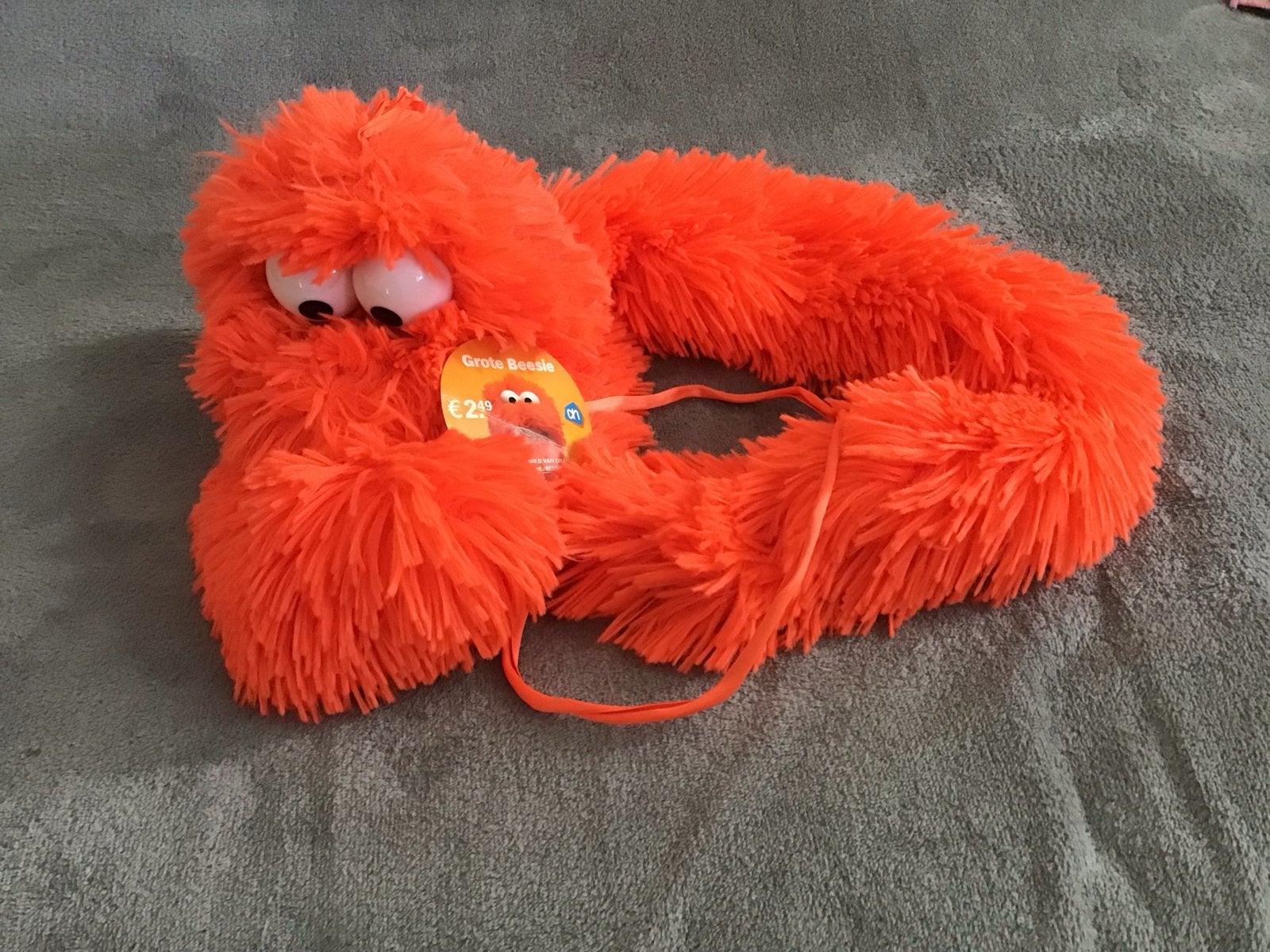 Grote Beesie Albert Heijn 2010 - 110 cm Sjaal Handpop, Oranje, Albert Heijn, Overige typen, Ophalen of Verzenden