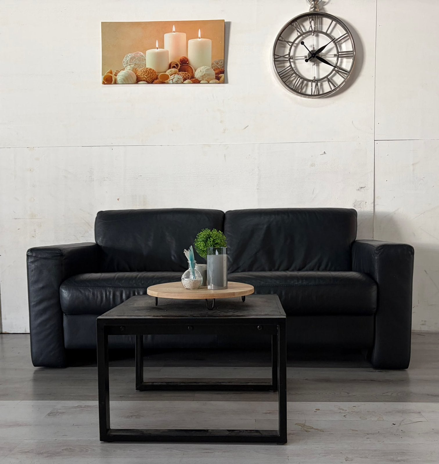 2-zits bank Leer Zwart - Direct leverbaar, Huis en Inrichting, Verzenden, Minder dan 75 cm, 150 tot 200 cm, Tweepersoons
