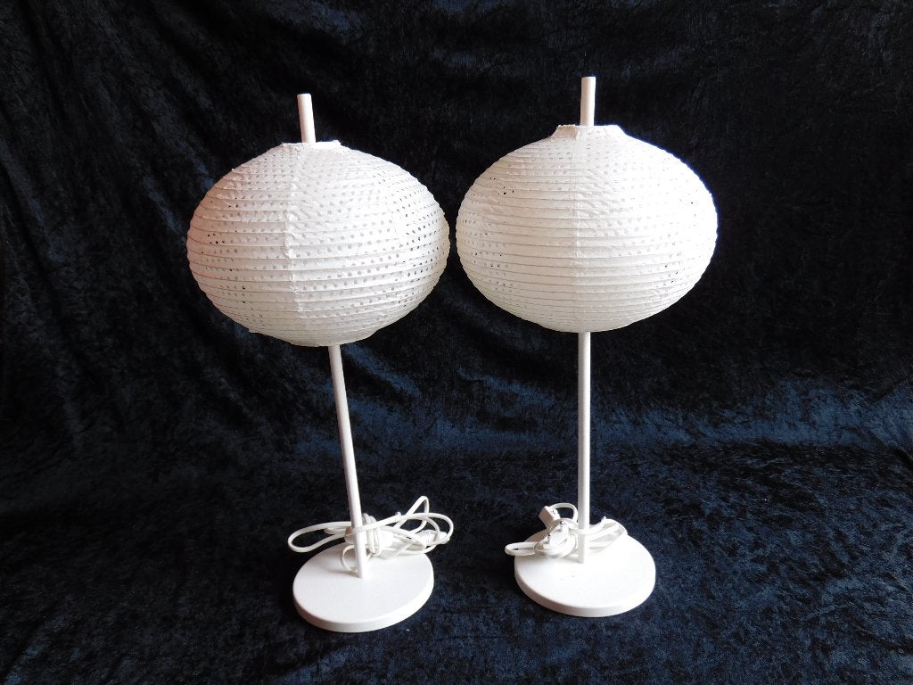 2x tafellamp van IKEA model Sollefteå van design Maria Vinka, 50 cm, Gebruikt, Natuurlijk materiaal, Wit