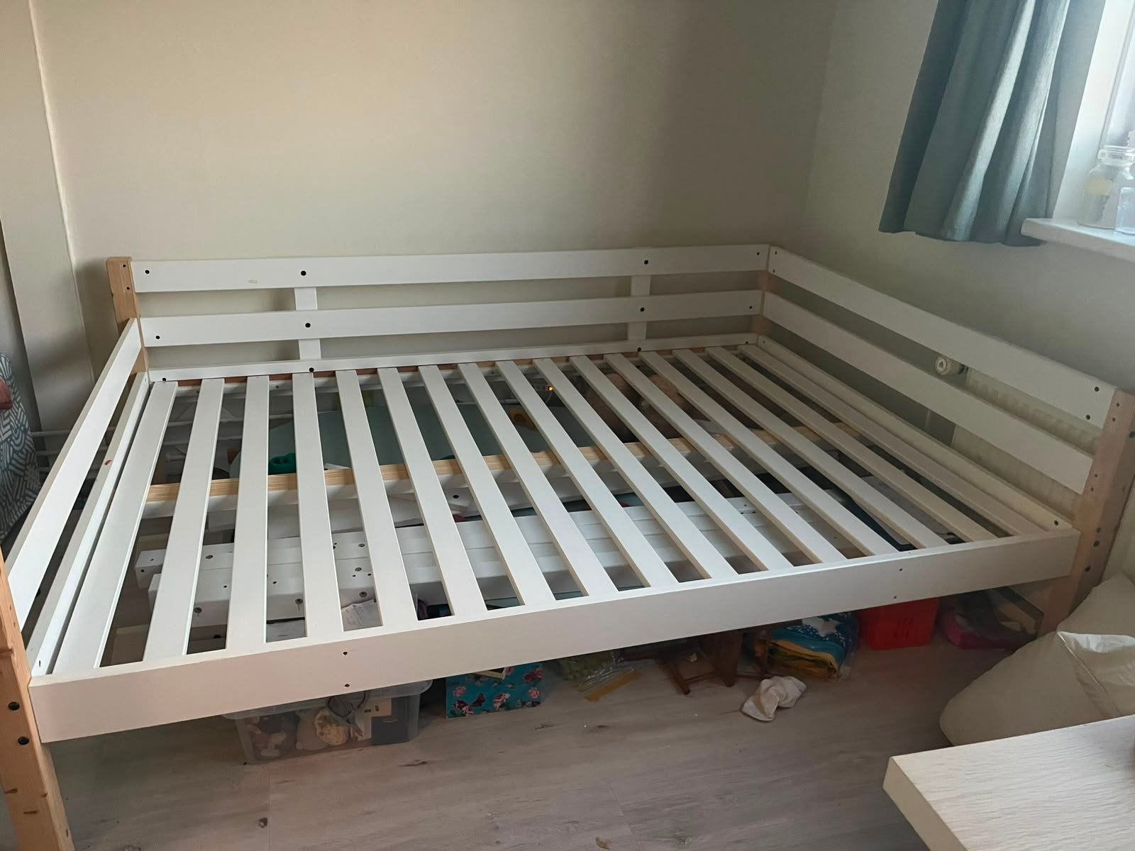 IKEA Stora hoogslaper 140x200 wit, aangepaste hoogte, Ophalen, Eenpersoons, Wit, 140 cm