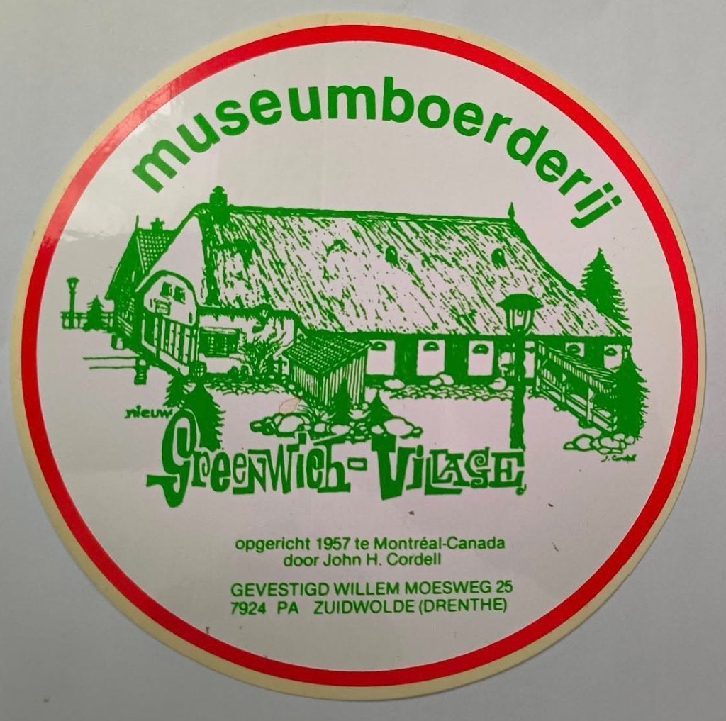 Sticker Museumboerderij Greenwich Village Zuidwolde, Verzamelen, Ophalen of Verzenden, Zo goed als nieuw, Bedrijf of Vereniging