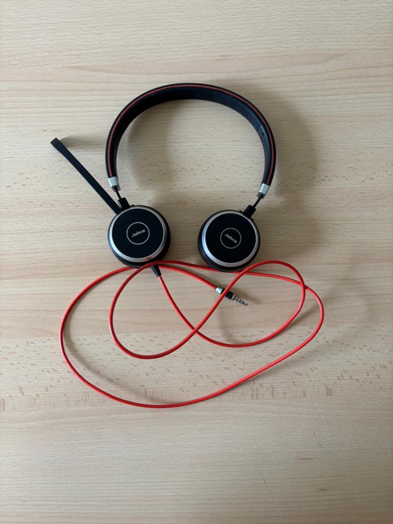 Jabra headset, Computers en Software, Headsets, Zo goed als nieuw, On-ear, Bedraad, Inklapbare microfoon, Ophalen of Verzenden