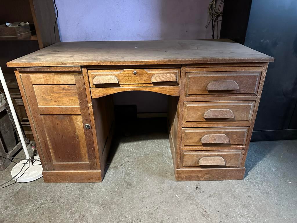 Antiek Vintage Notarisbureau met Laden en Deur, Ophalen, Gebruikt