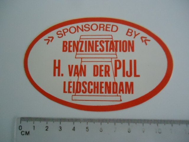 sticker oud Leidschendam H vd PIJL tankstation pomp auto, Verzenden, Zo goed als nieuw, Bedrijf of Vereniging