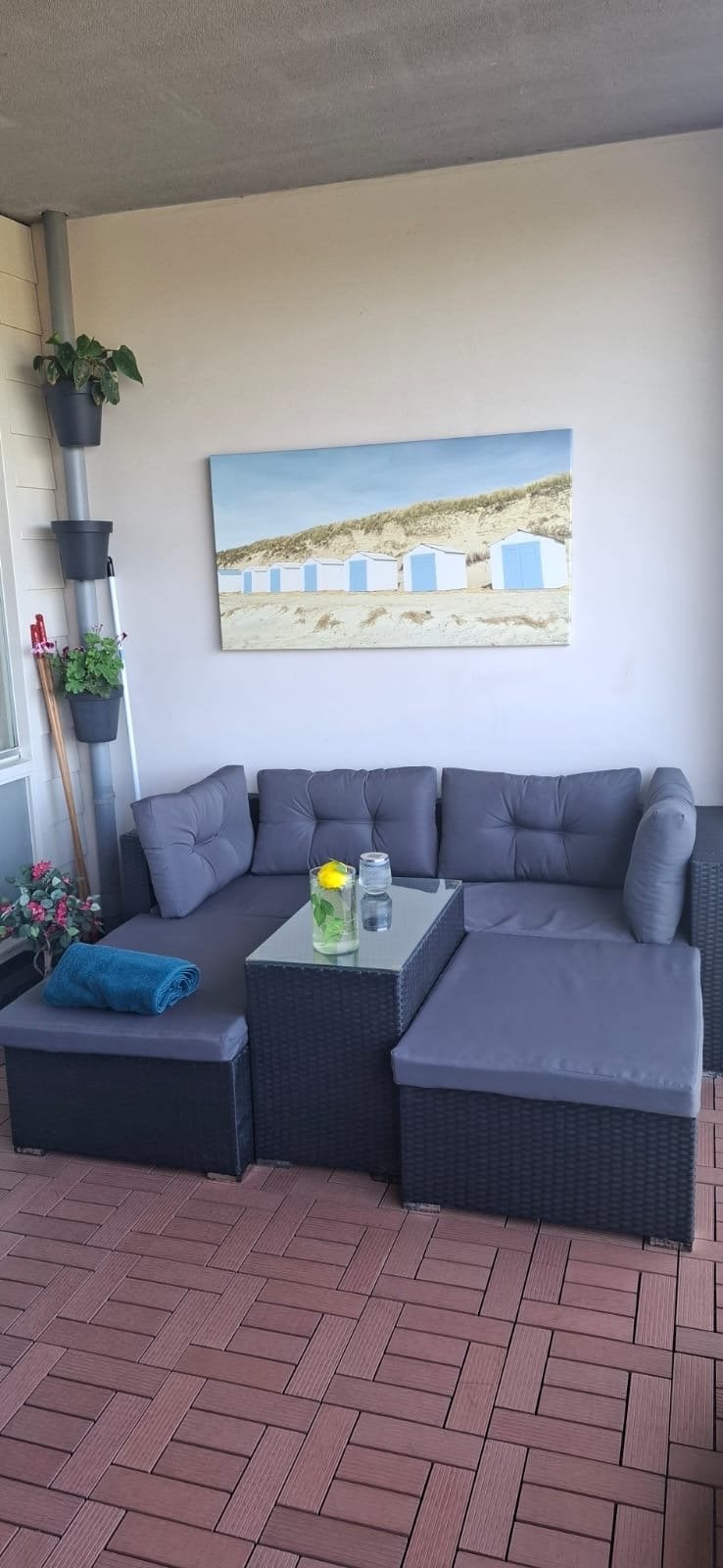 Comfortabele buiten hoekbank met tafel, Tuin en Terras, Ophalen, 4 zitplaatsen, Gebruikt, Loungeset