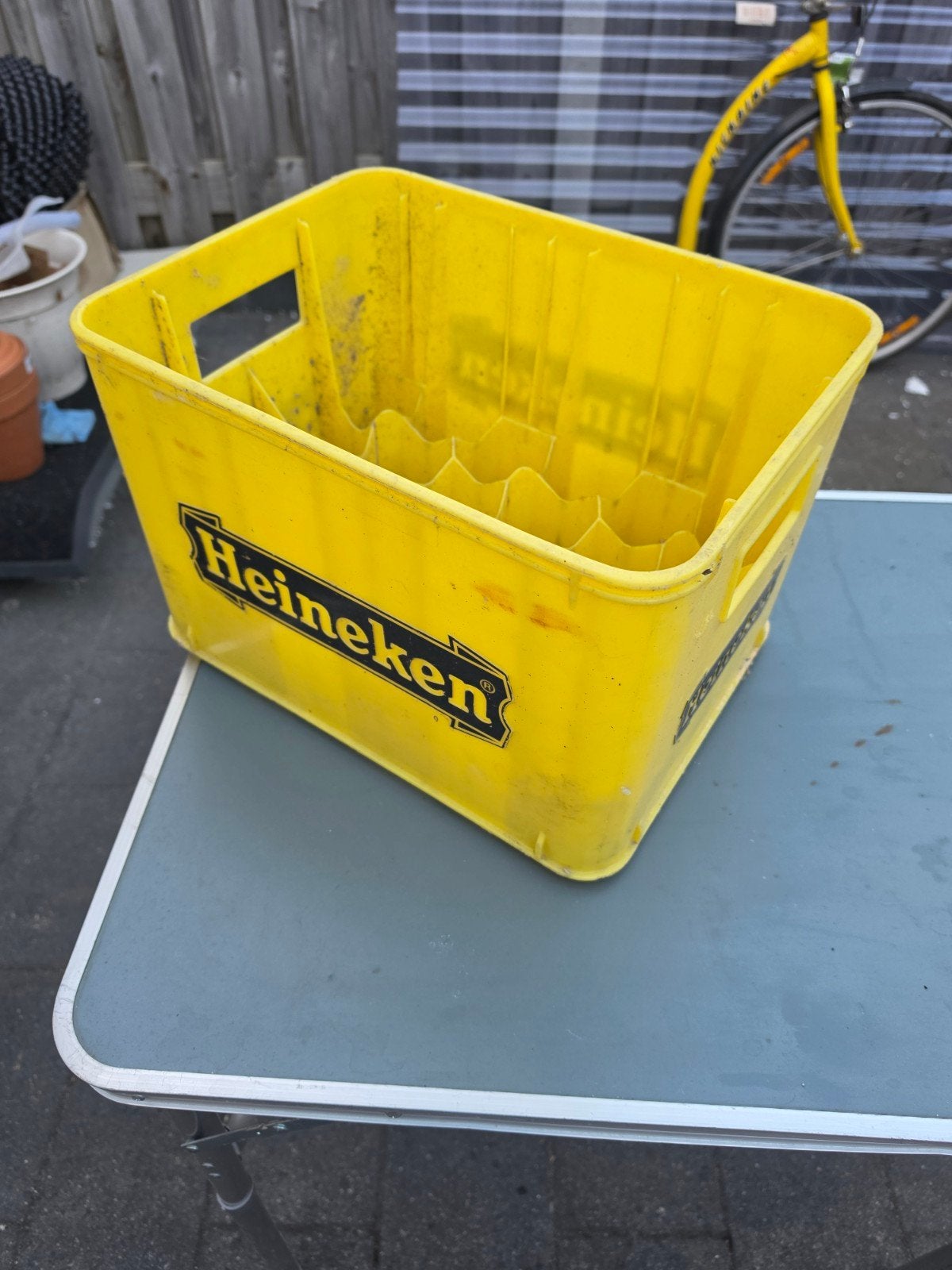 2 oude gele Heineken kratje met flesjes, Ophalen, Heineken