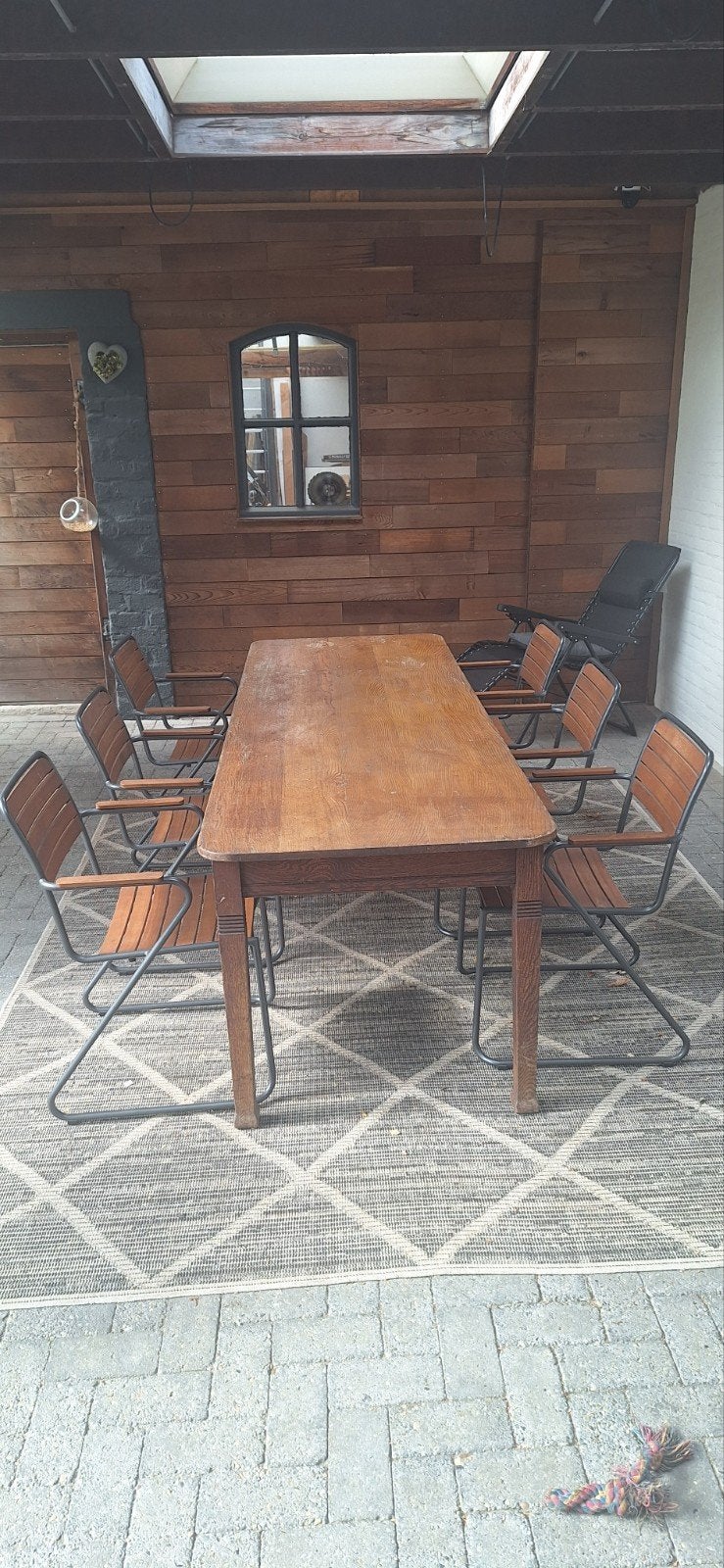 Eikenhouten kloostertafel met 6 stoelen, Ophalen