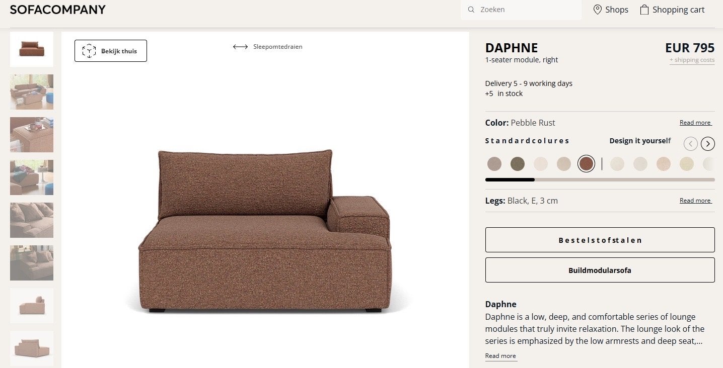 Foto 2 van Sofa Company Daphne 1-zits module - Pebble Rust
