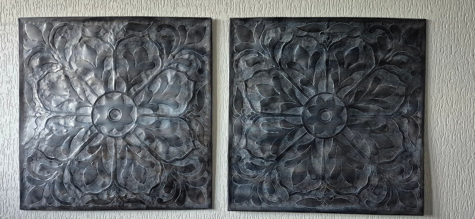 PTMD, Set van 2 metalen wandborden met bloemmotief, Huis en Inrichting, Woonaccessoires | Wanddecoraties, Metaal, Gebruikt, Vintage