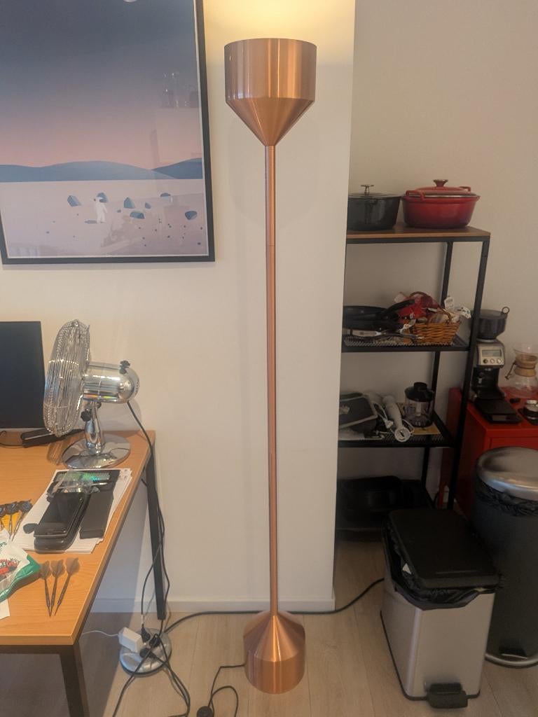Zuiver The Torch vloerlamp koper, Ophalen of Verzenden, Gebruikt, 150 tot 200 cm