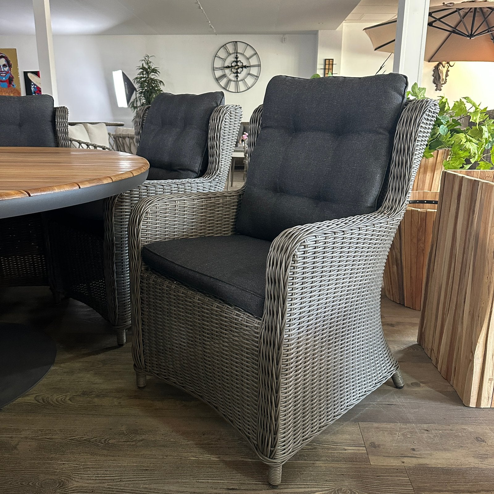 Luxe Ronde Teak Tuinset – 6 Stoelen — ZGAN - TWV €2800,-, Tuin en Terras, Eettafel, ., Teakhout, Zo goed als nieuw