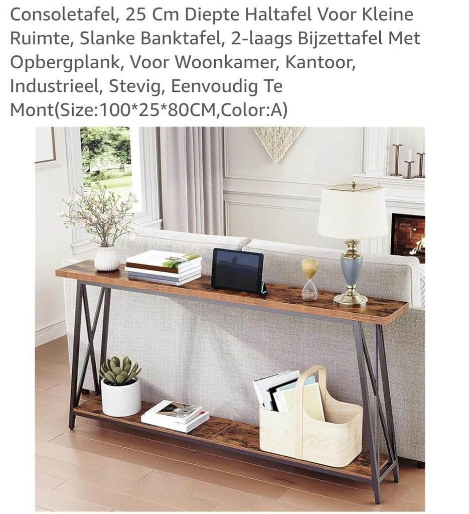 GEZOCHT soortgelijke tafel met Opbergplank - 100x25x80CM, Huis en Inrichting, Tafels | Bijzettafels, Ophalen, 55 tot 75 cm, Zo goed als nieuw