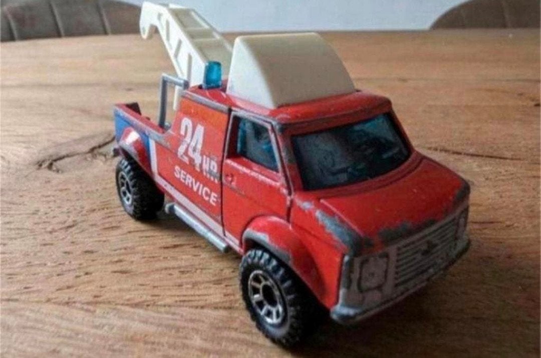 Matchbox Breakdown Truck “24 HR Service” – 1985, Ophalen of Verzenden, Gebruikt, Bus of Vrachtwagen