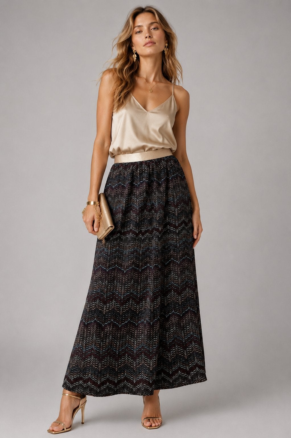 Xandres Maxi Rok met Zigzag Patroon - Zo goed als nieuw, Meerkleurig, Ophalen of Verzenden, Zo goed als nieuw, Maat 34 (XS) of kleiner