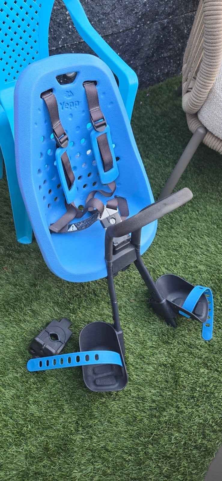 Yepp Mini Fietszitje voorzitje - Blauw, Ophalen, Voorzitje, Thule Yepp, Gebruikt