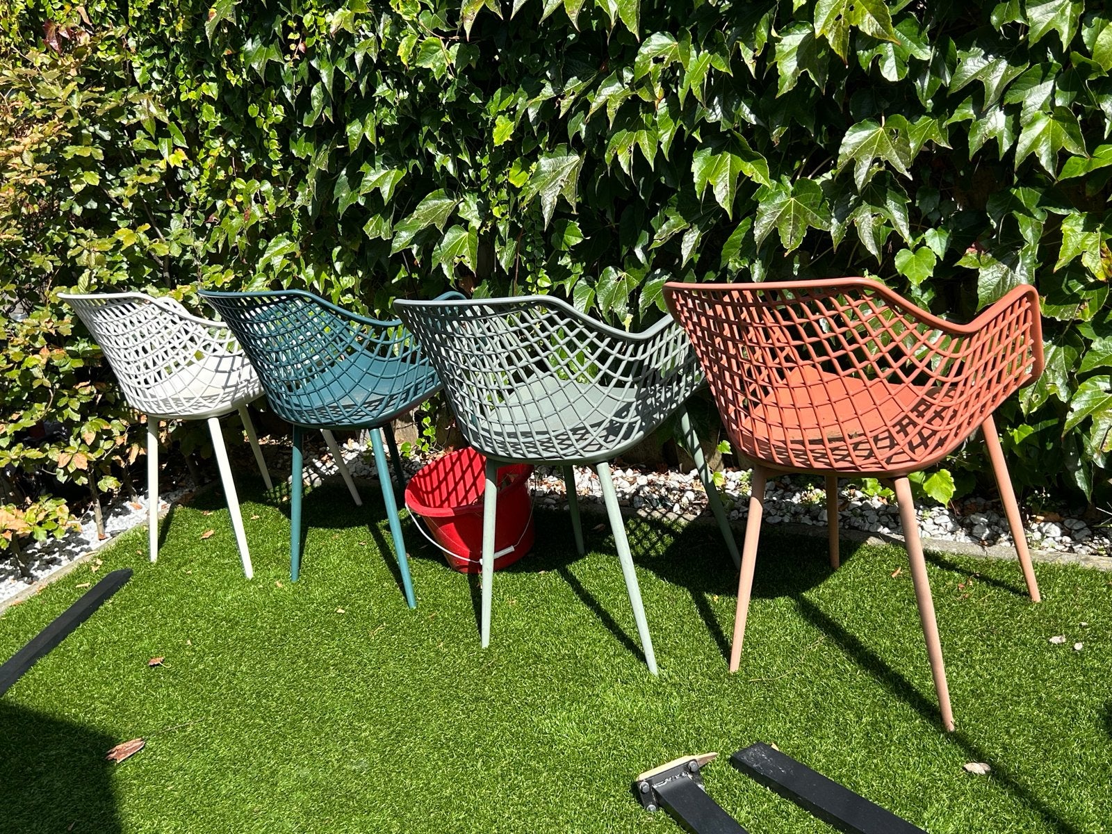 Set van 4 Webbing Stoelen - Diverse Kleuren, Ophalen, Kunststof, Gebruikt, Overige kleuren