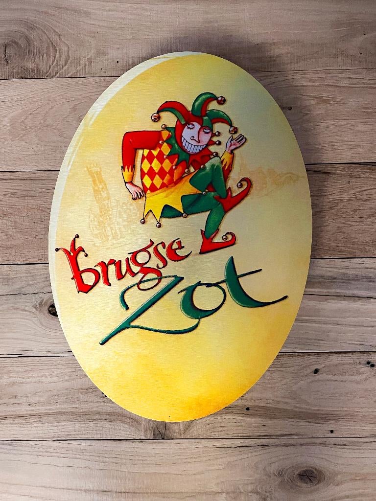 Reclamebord Brugse Zot bier, aluminium, afmeting 37x50 cm, Ophalen of Verzenden, Nieuw, Reclamebord