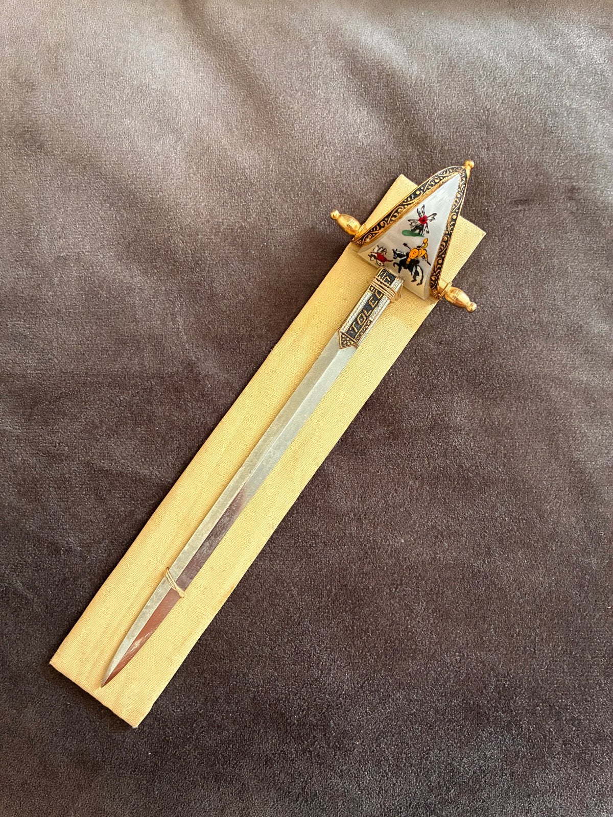 Vintage Spaanse Toledo brievenopener miniatuurzwaard, Ophalen of Verzenden