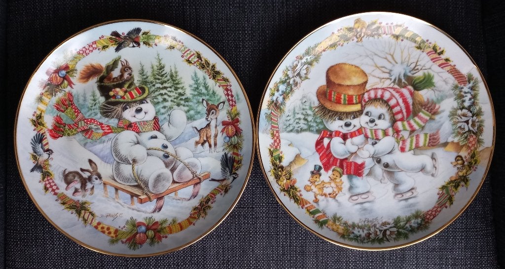 2 leuke Franklin Mint heirloom borden - Frosty, Ophalen, Gebruikt