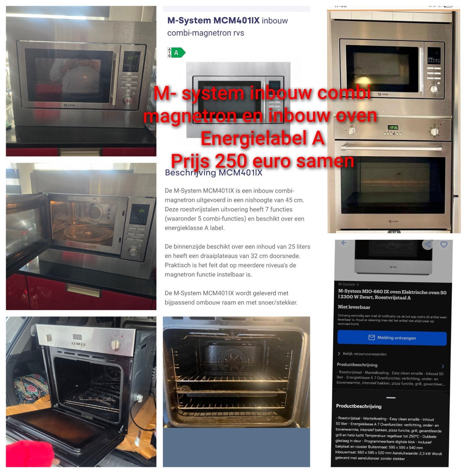 M-SYSTEM inbouw oven en mafnetron ( set), Ophalen