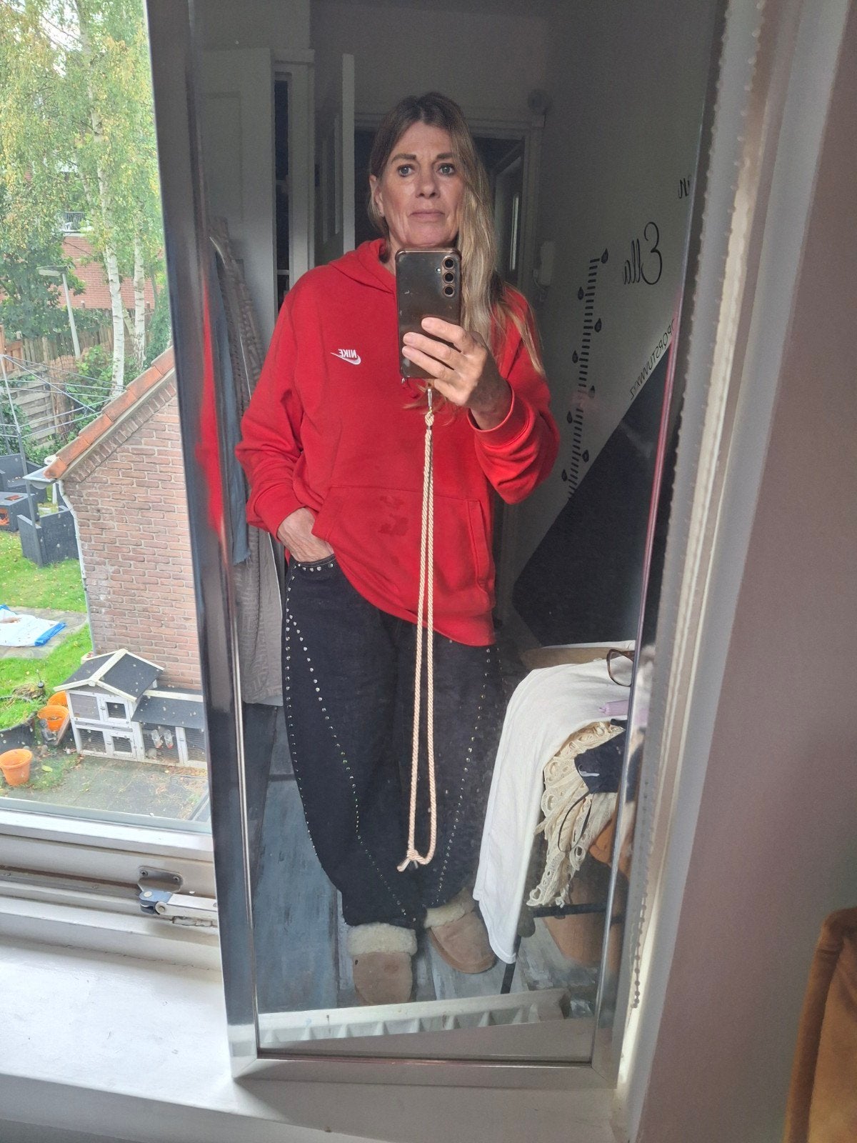 set 1x gedragen Nike sweater spijkerbroek met klinkers, Ophalen of Verzenden