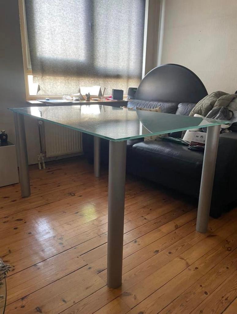 Glazen eettafel, Ophalen, 100 tot 150 cm, 50 tot 100 cm, Zo goed als nieuw