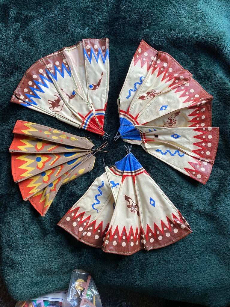4x Vintage Western Speelgoed Indianen Tipi Wigwam, Verzenden, Gebruikt