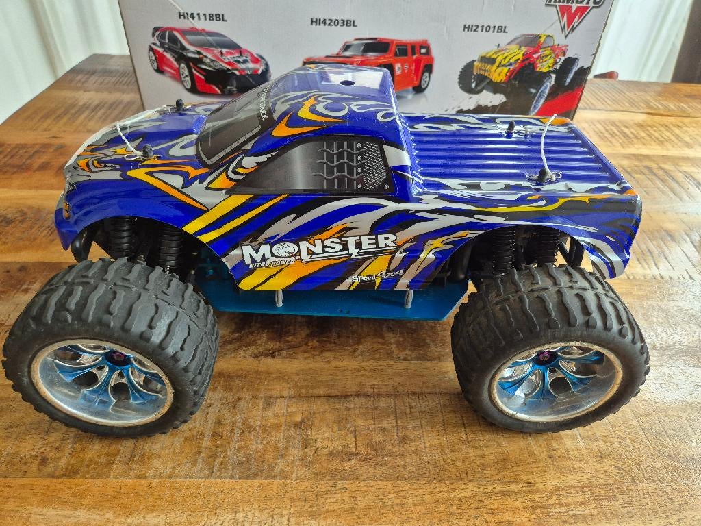 Himoto RC Brushless Monster Truck RTR 1:10 - zeer compleet!, Elektro, Auto offroad, Ophalen of Verzenden, Zo goed als nieuw