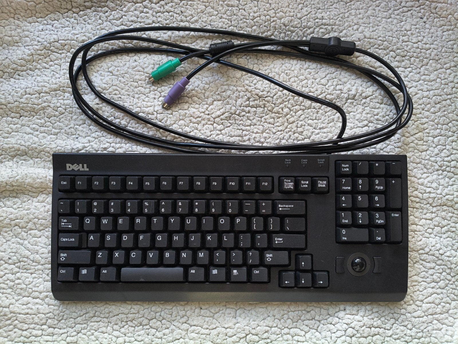 PS/2 toetsenbord met Trackball - Dell SK-3210 - Qwerty, Computers en Software, Toetsenborden, Gebruikt, Ophalen of Verzenden, Dell