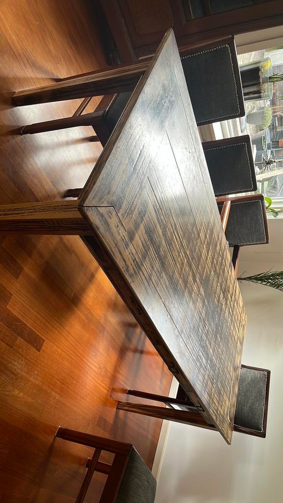 Eettafel met aan de lange kant 3 lades., Gebruikt, 200 cm of meer, Rechthoekig, 50 tot 100 cm