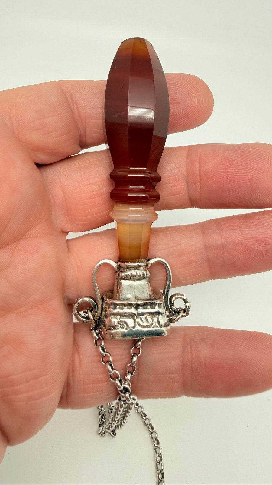 Zilveren lakstempel met edelsteen handvat en monogram, Verzenden, Zilver