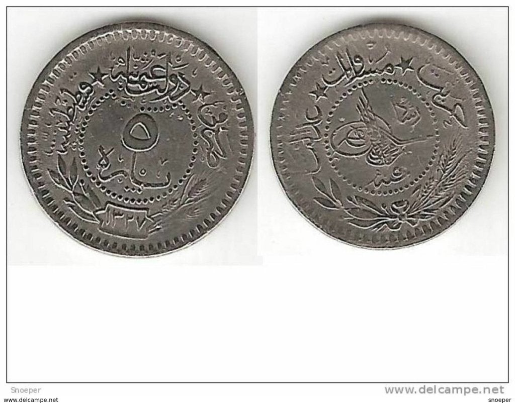 turkey 5 para AH1327/5 (1913) km 759 xf, Ophalen of Verzenden, Midden-Oosten, Losse munt